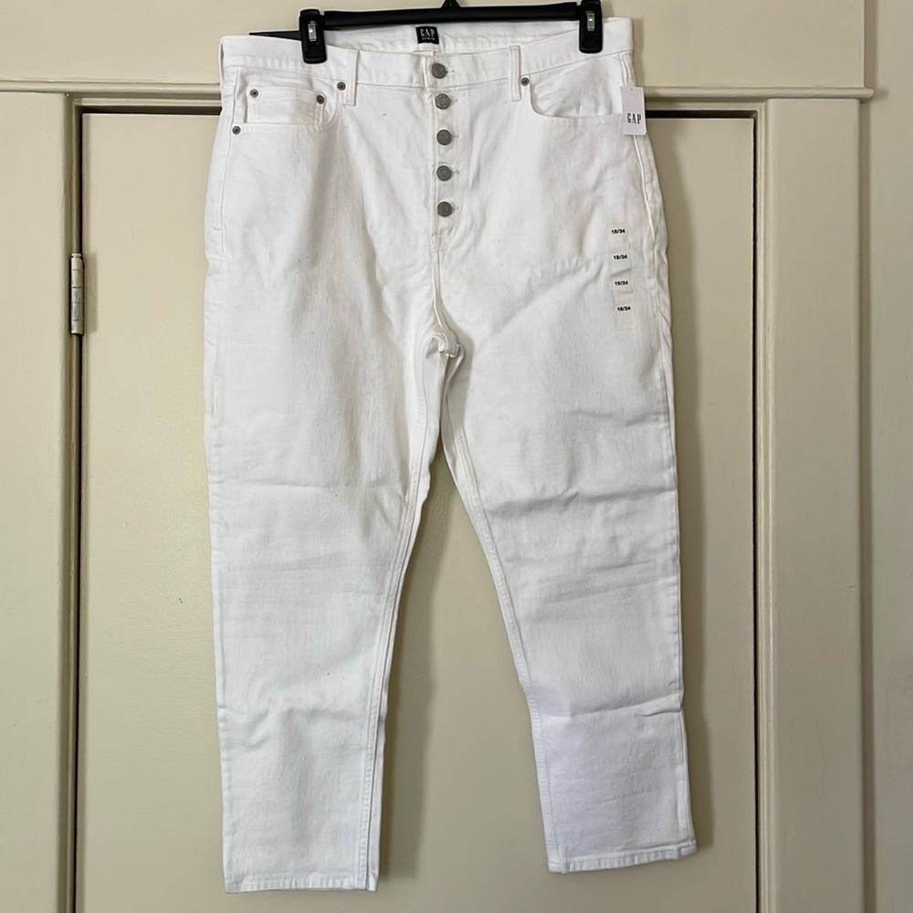 GAP Denim Women’s White High Rise Cigarette Jeans, 18/34